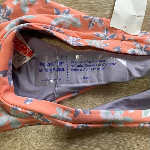 BECCA French Cut Bikini Bottom Peach Purple Floral Cheeky size M - Picture 2 of 9
